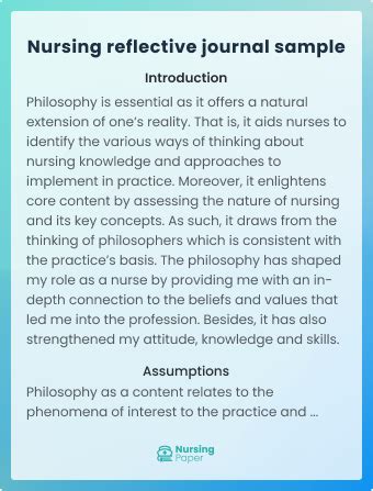 nursing reflective journal example