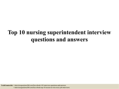 nursing superintendent interview questions and answers