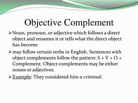 object complement sentence examples with answers