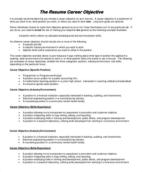 objective examples for resume general