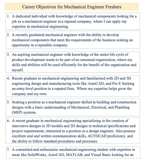 objective for mechanical engineering