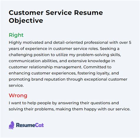 objective statement examples for customer service