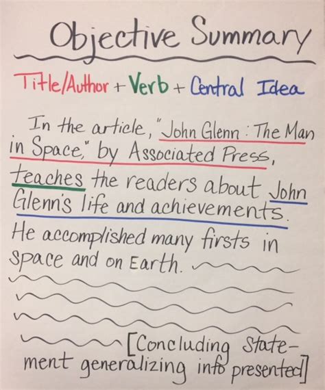 objective summary example sentence