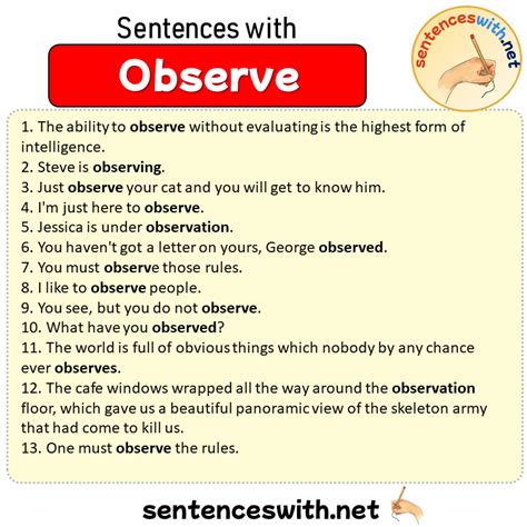 observe in a sentence science
