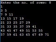 odd number pattern program in java