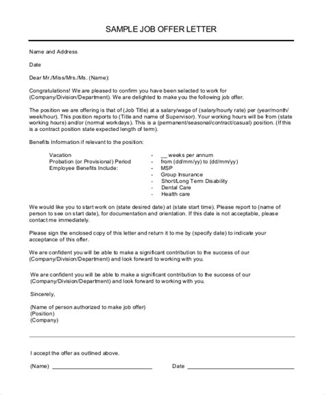 offer letter sample format pdf