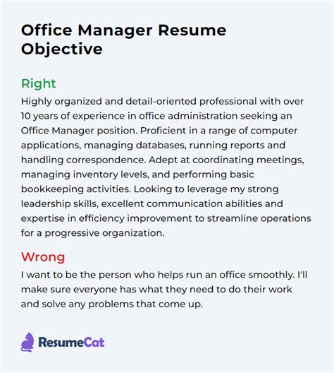 office manager objective statement