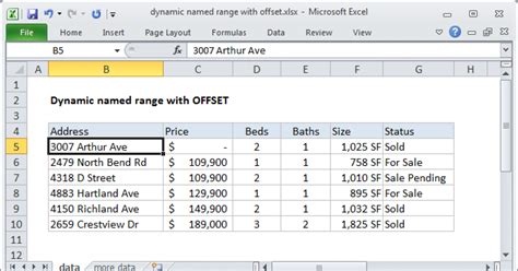 offset formula excel dynamic range