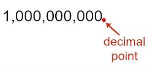 one billion in decimal form