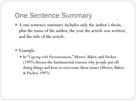 one sentence summary examples for students