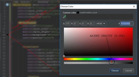 opacity color code android