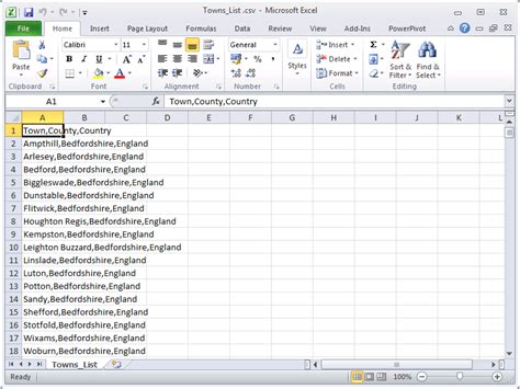 open csv text file in excel