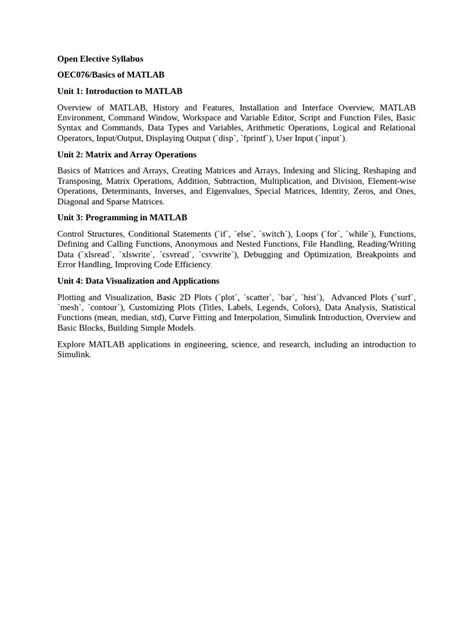 open elective syllabus