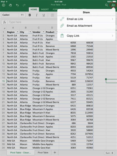 open excel sheet on ipad