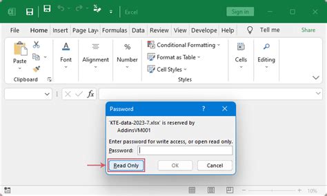 open password protected excel file as read only