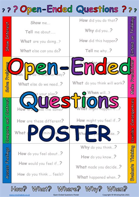 open questions examples for kids