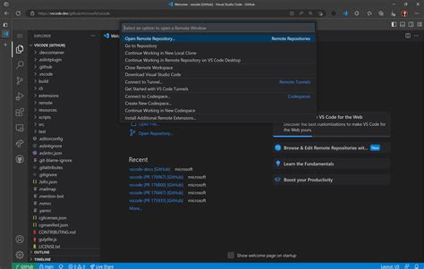 open repository in visual studio code