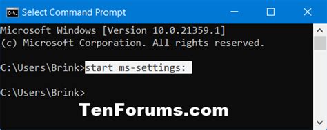 open settings from cmd