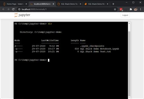 opening jupyter notebook in terminal