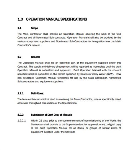 operational manual example pdf
