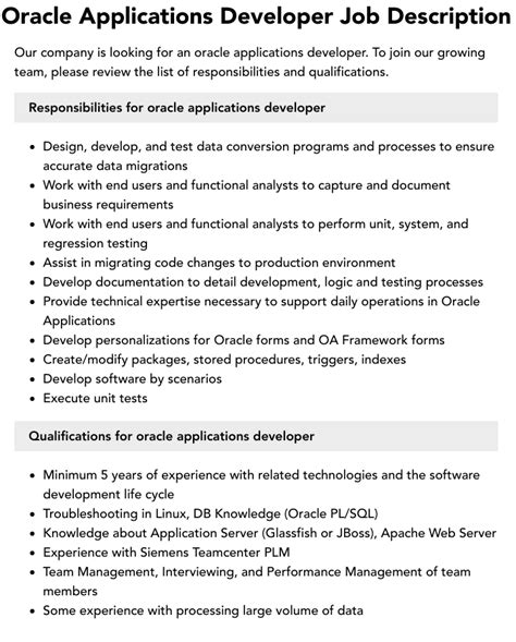 oracle apex developer job description