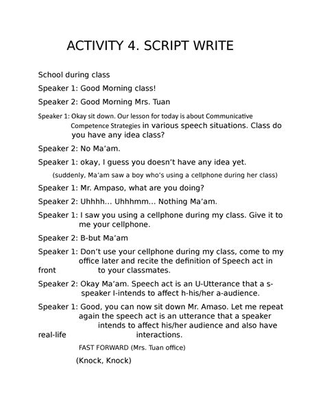 oral communication script example