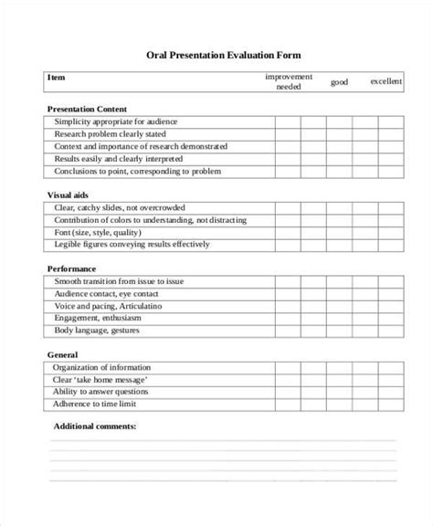 oral presentation form