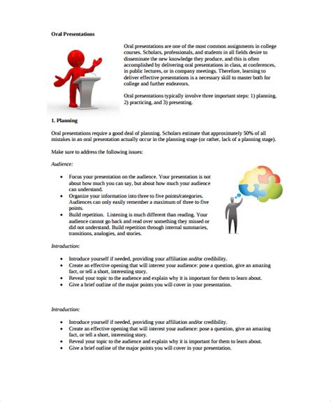 oral presentation outline examples