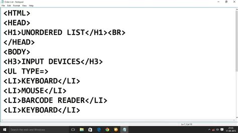 order and unordered list html code