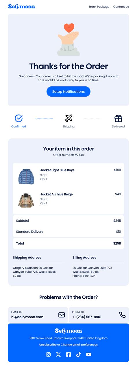 order confirmation email template html code free download