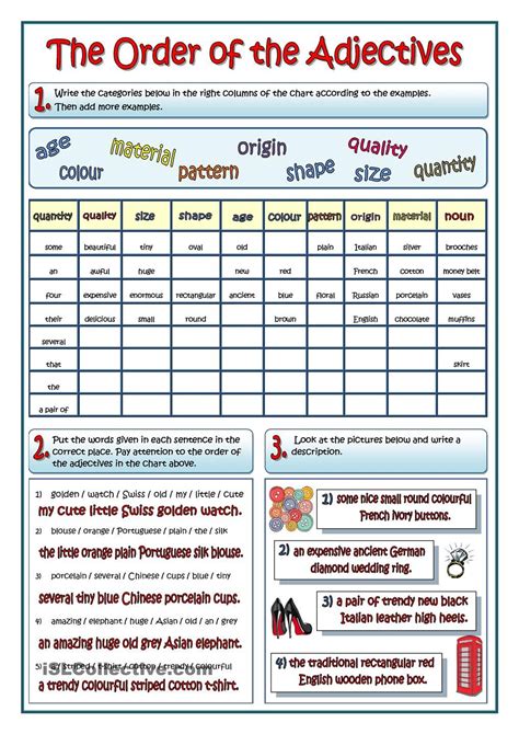 order of adjectives exercises with answers