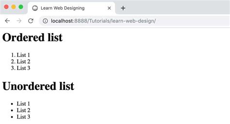 ordered and unordered list code