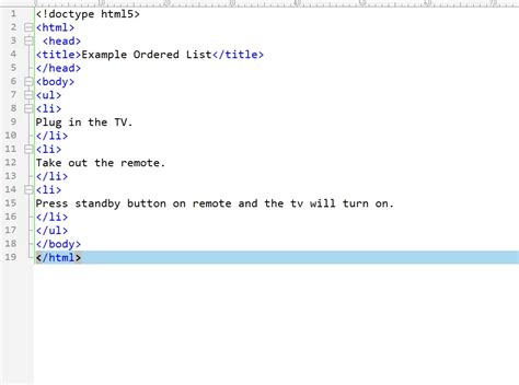 ordered and unordered list in html example code