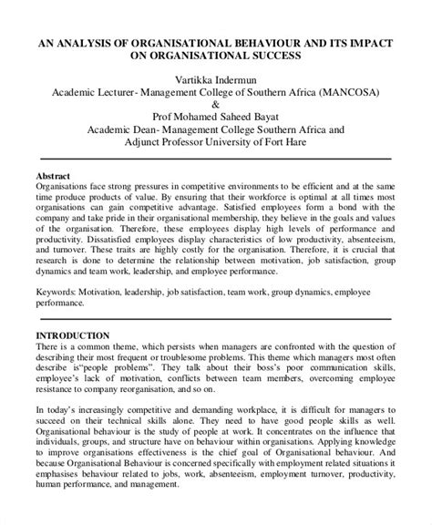 organizational analysis example pdf