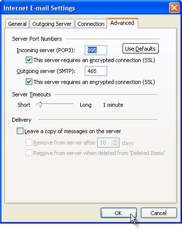 outgoing mail server for gmail in outlook
