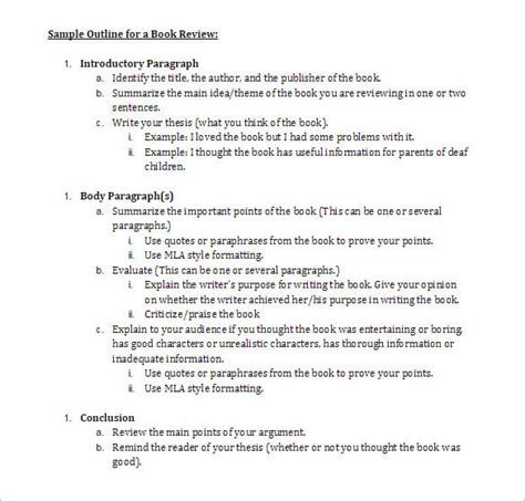 outline of a book example