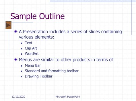 outline of a presentation example