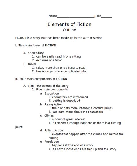 outline of a story example