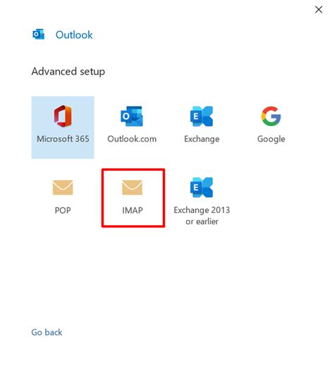outlook advanced setup options