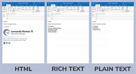 outlook rich text vs html