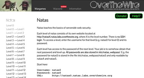 Over The Wire Natas Walkthrough