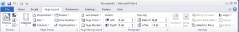 page layout tab in ms word 2010