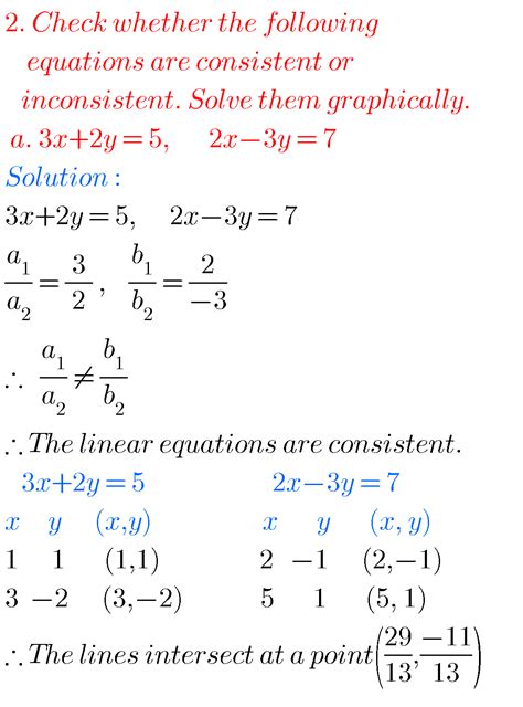 pair of linear equations in two variables example questions