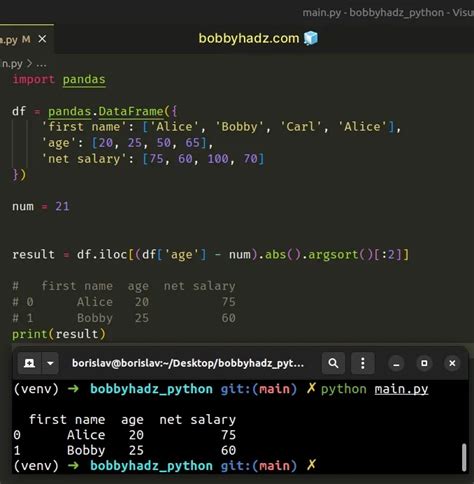 pandas dataframe find value closest to