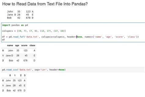 pandas read a text file