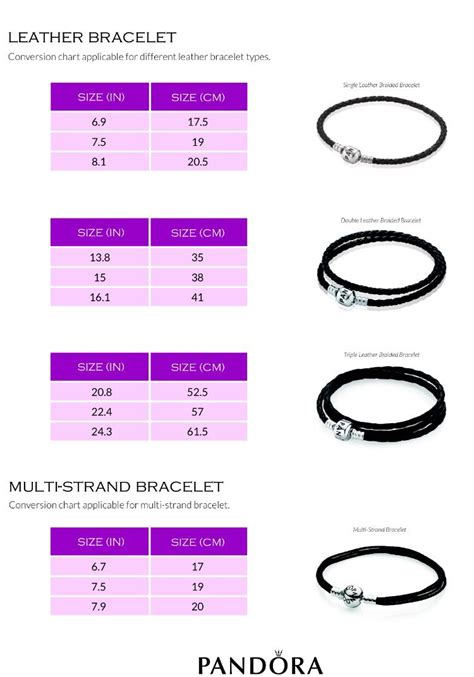Pandora Sizing Chart Bracelets