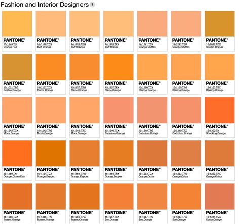 pantone color code for orange