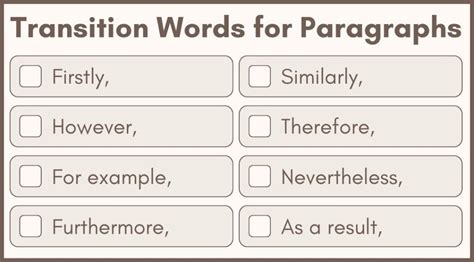 paragraph short story with transition words