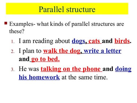 parallel structure in writing examples