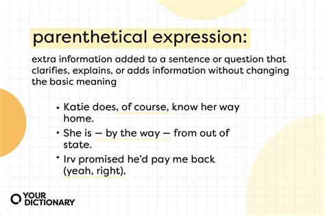 parenthetical expression sentence examples